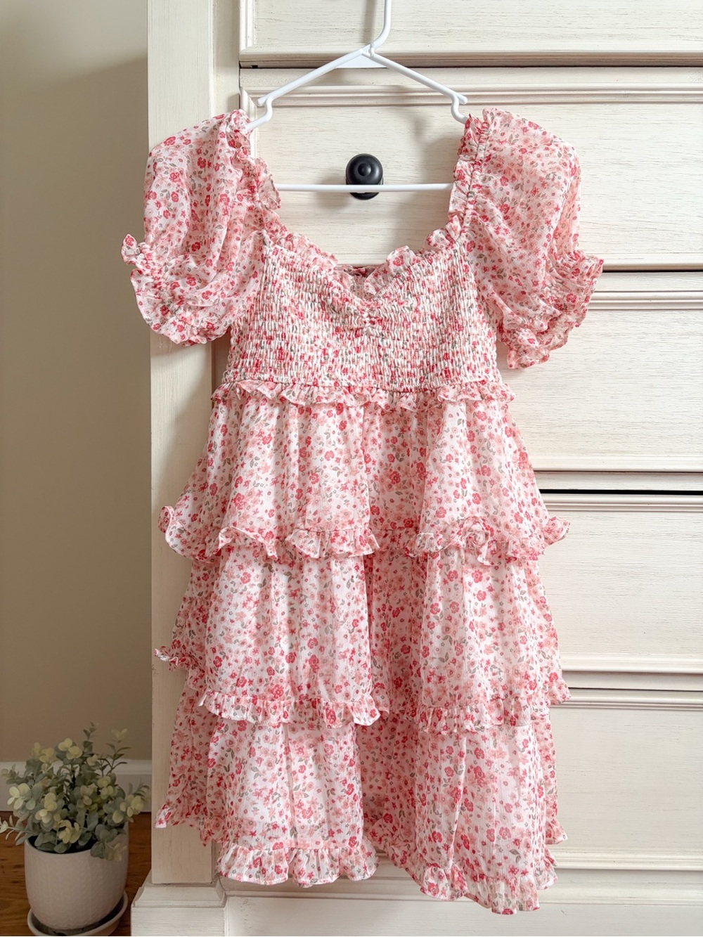 Altar'd State Pink Floral Tiered Mini Dress